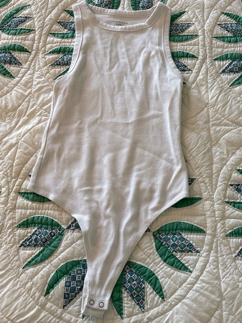 American Eagle Outfitters White Ribbed Kids Bodysuit Tank